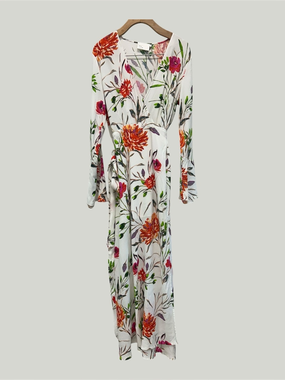 The Room floral true wrap midi dress size large